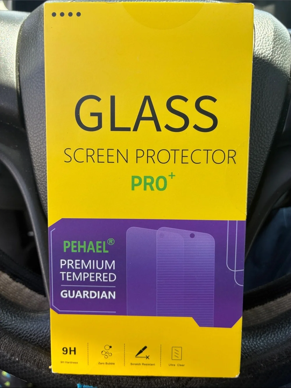 PEHAEL Premium Tempered Glass Screen Protector - Yellow & Purple Packaging